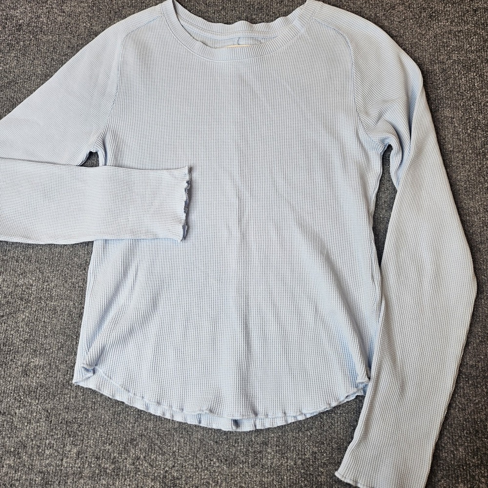 We The Free Women's Thermal Longsleeve Pullover Shirt Size Large Blue